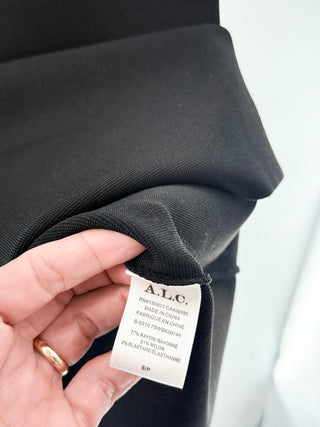 A.L.C. quincy knit midi skirt featuring sculpted silhouette and scalloped waistband crafted from stretch knit fabric, S