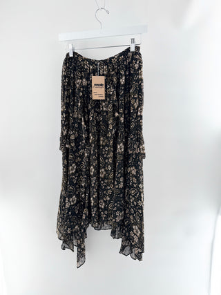 Ulla Johnson floral midi skirt with soft flowing silhouette in lightweight fabric, S