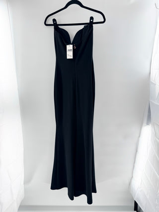 Nookie Honey Strapless Plunging V-Neck Slit Bodycon Long Gown Black Womens Small