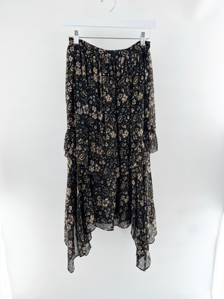 Ulla Johnson floral midi skirt with soft flowing silhouette in lightweight fabric, S
