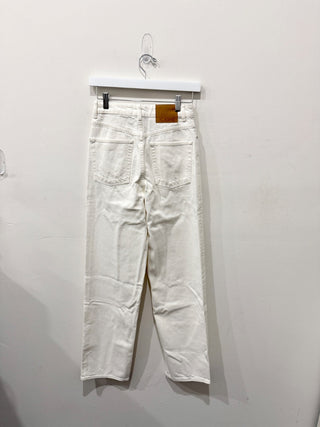 NWT Aligne 100% Cotton High Rise Denim Straight Leg Jeans White Women's Size 25