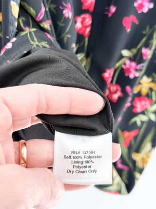 Katie May Sleepless Nights Floral Asymmetric Sash Mini Dress Black/Coral Women S