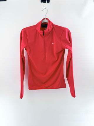 kjus performance half-zip midlayer top featuring stretch fabric with mock neck, XS