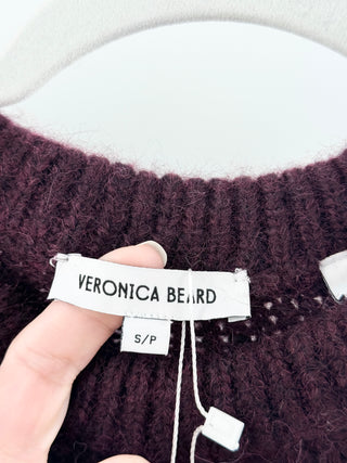 Veronica Beard fair isle knit sweater crafted from a soft alpaca and merino wool blend, features crew neckline, ribbed trim, S