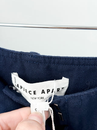 A piece apart wide-leg cropped pants featuring high-rise waist and fluid oversized leg, crafted from cotton fabric, 0