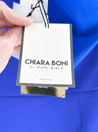 NWT Chiara Boni La Petite Robe Patty Asymmetrical Midi Pencil Dress Blue Size 12