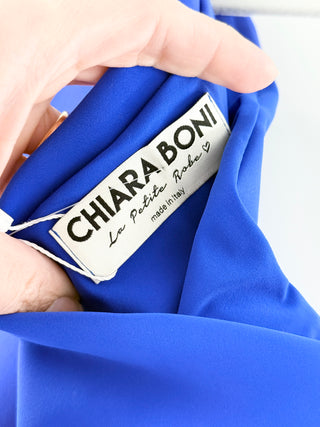 NWT Chiara Boni La Petite Robe Patty Asymmetrical Midi Pencil Dress Blue Size 12