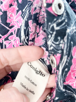 coniglio statement printed pants featuring allover botanical abstract swirl motif, designed with relaxed straight-leg, M