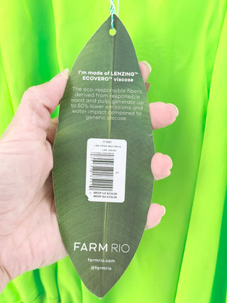 NWT Farm Rio Circle Cut-Out Ruched A-Line Midi Dress Lime Green Women's Large