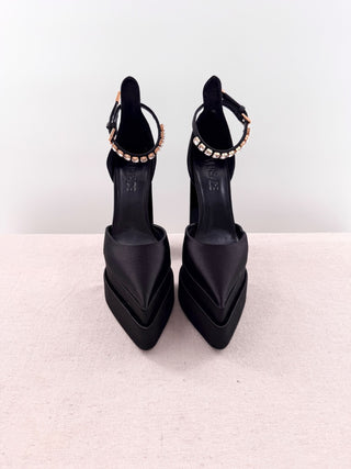 Versace medusa aevitas satin platform shoes, 38.5