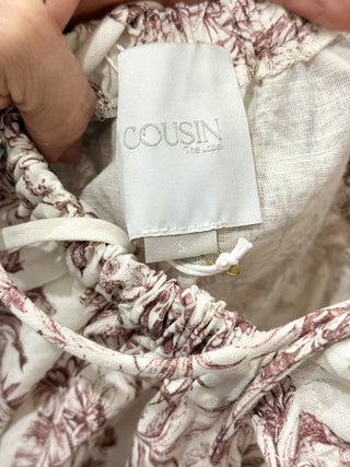 NWT Cousin The Label Floral Linen Sleeveless Fit & Flare Dress White/Purple S
