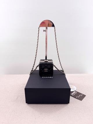 Chanel leather cube mini bag with long strap