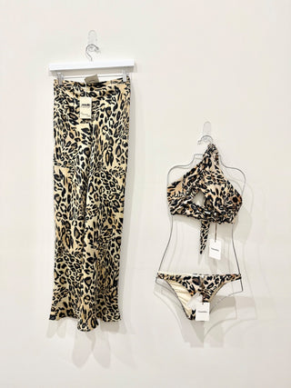 Nanushka 3 piece set bikini set and maxi skirt leopard print NWT, XS