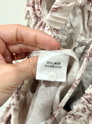 NWT Cousin The Label Floral Linen Sleeveless Fit & Flare Dress White/Purple S