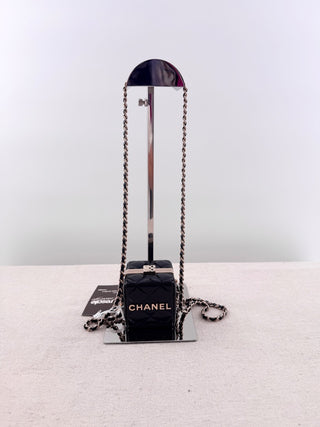 Chanel leather cube mini bag with long strap