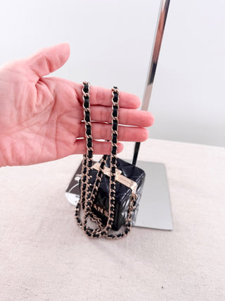 Chanel leather cube mini bag with long strap