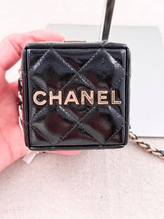 Chanel leather cube mini bag with long strap