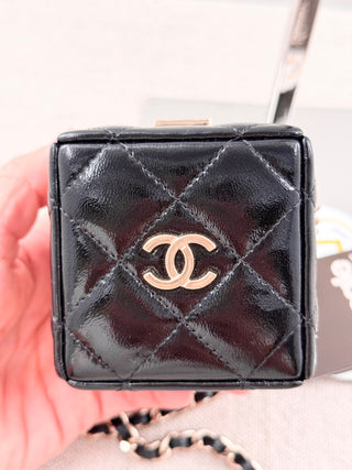 Chanel leather cube mini bag with long strap