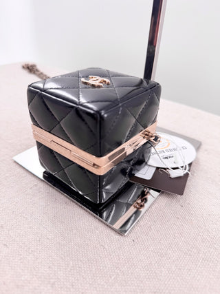 Chanel leather cube mini bag with long strap
