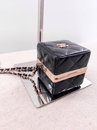 Chanel leather cube mini bag with long strap