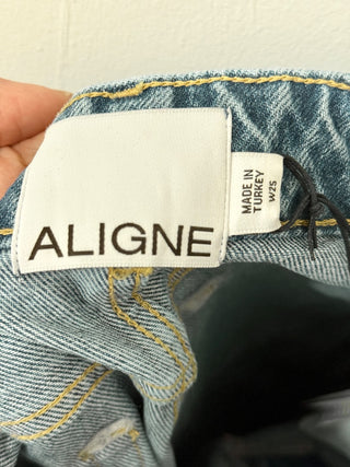 NWT Aligne 100% Cotton High Rise Denim Straight Leg Jeans Blue Women's Size 25