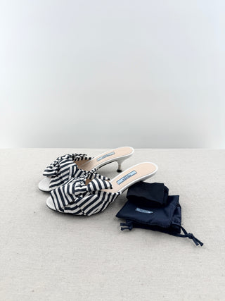 Prada low heel bow slides with interchangeable bows, 36.5