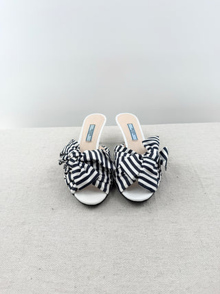 Prada low heel bow slides with interchangeable bows, 36.5