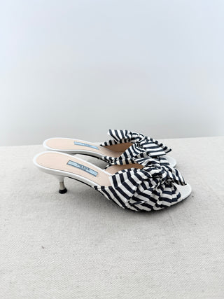 Prada low heel bow slides with interchangeable bows, 36.5