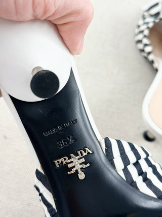 Prada low heel bow slides with interchangeable bows, 36.5