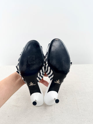 Prada low heel bow slides with interchangeable bows, 36.5