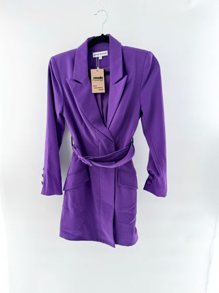 Karina Grimaldi Long Sleeve Notch Lapel Blazer Mini Dress Purple Women's Size XS