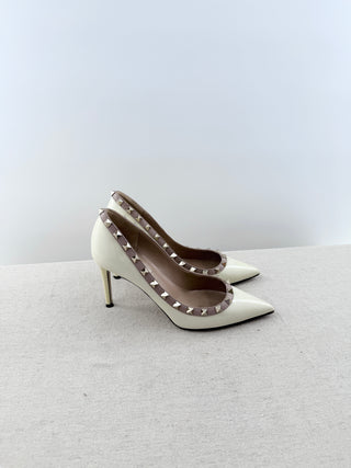 Valentino patent leather pointy toe rock stud pumps, 37