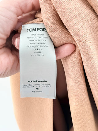 Tom Ford knit midi dress featuring folded neckline, wide shoulder straps, body-contouring stretch knit, xs