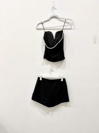 Dynamite set corset top with silver trim and shorts NWT, XS