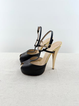 Giuseppe Zanotti leather and metallic platform sandals, 37.5
