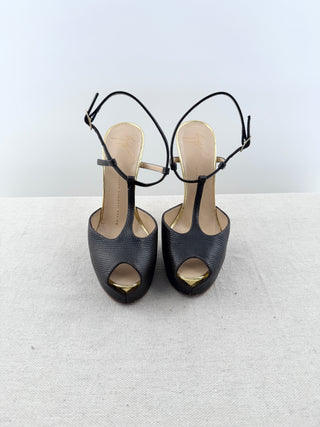 Giuseppe Zanotti leather and metallic platform sandals, 37.5