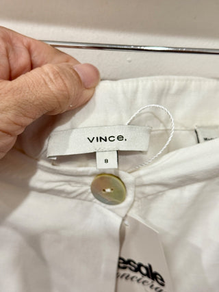 Vince High Waisted Button-Front Utility Cargo A-Line Midi Skirt White Women's 8