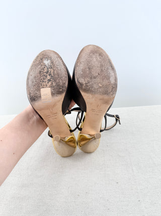 Giuseppe Zanotti leather and metallic platform sandals, 37.5