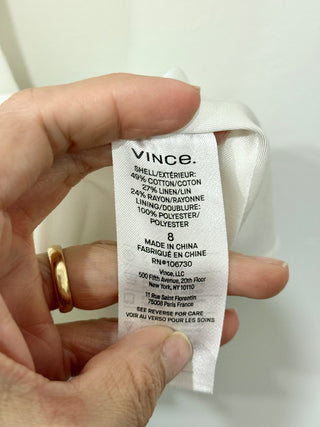 Vince High Waisted Button-Front Utility Cargo A-Line Midi Skirt White Women's 8
