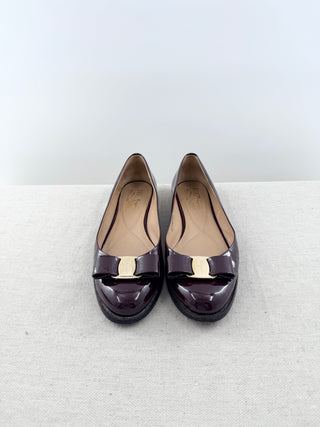 Ferragamo patent leather flats, 7.5