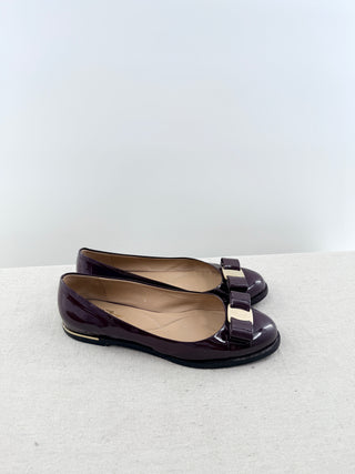 Ferragamo patent leather flats, 7.5