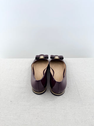 Ferragamo patent leather flats, 7.5