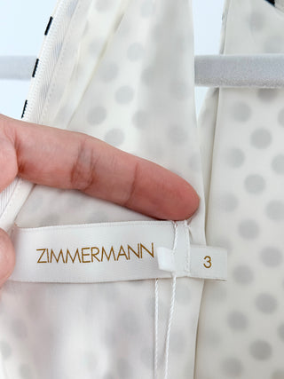 Zimmermann polka dot halter maxi dress with pleated skirt and attached scarf-tie waist detail, 3