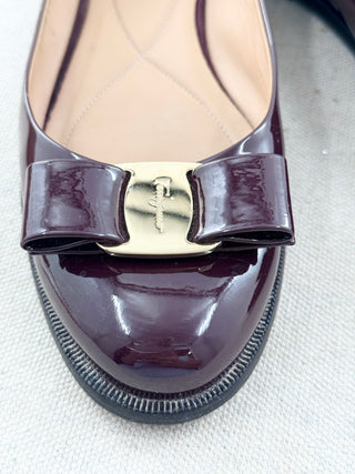 Ferragamo patent leather flats, 7.5
