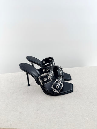 Alexander McQueen leather buckle slide sandals, 41