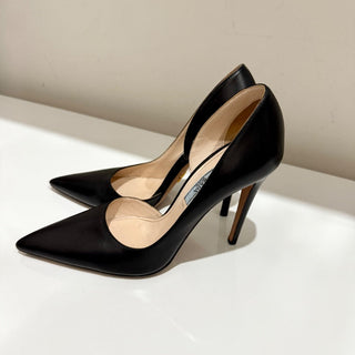 Prada Leather Pointed Toe Stilettos Heel D'Orsay Pumps Black Women's EU 36.5
