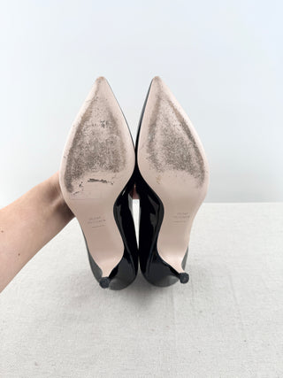 Stuart Weitzman Black patent leather pointed pumps, 7.5