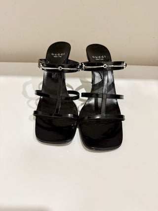 NWOT Gucci Horsebit 75mm Leather Slip On Heeled Strappy Mule Black Women's EU 40