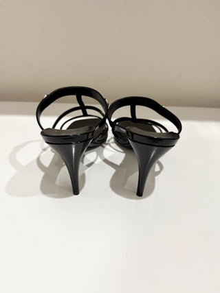 NWOT Gucci Horsebit 75mm Leather Slip On Heeled Strappy Mule Black Women's EU 40