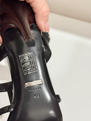 NWOT Gucci Horsebit 75mm Leather Slip On Heeled Strappy Mule Black Women's EU 40